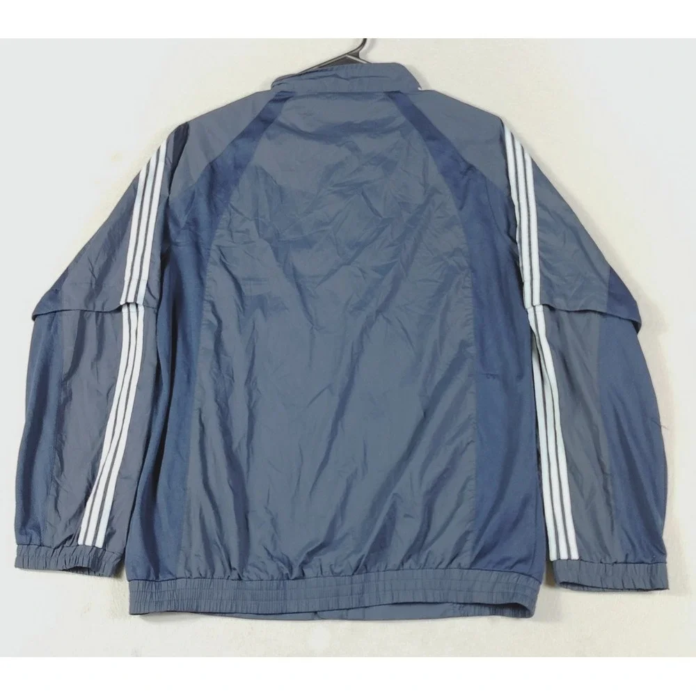 Vintage Adidas Track Jacket Mens M/L Blue 3 Stripe Button Off Sleeve Trefoil